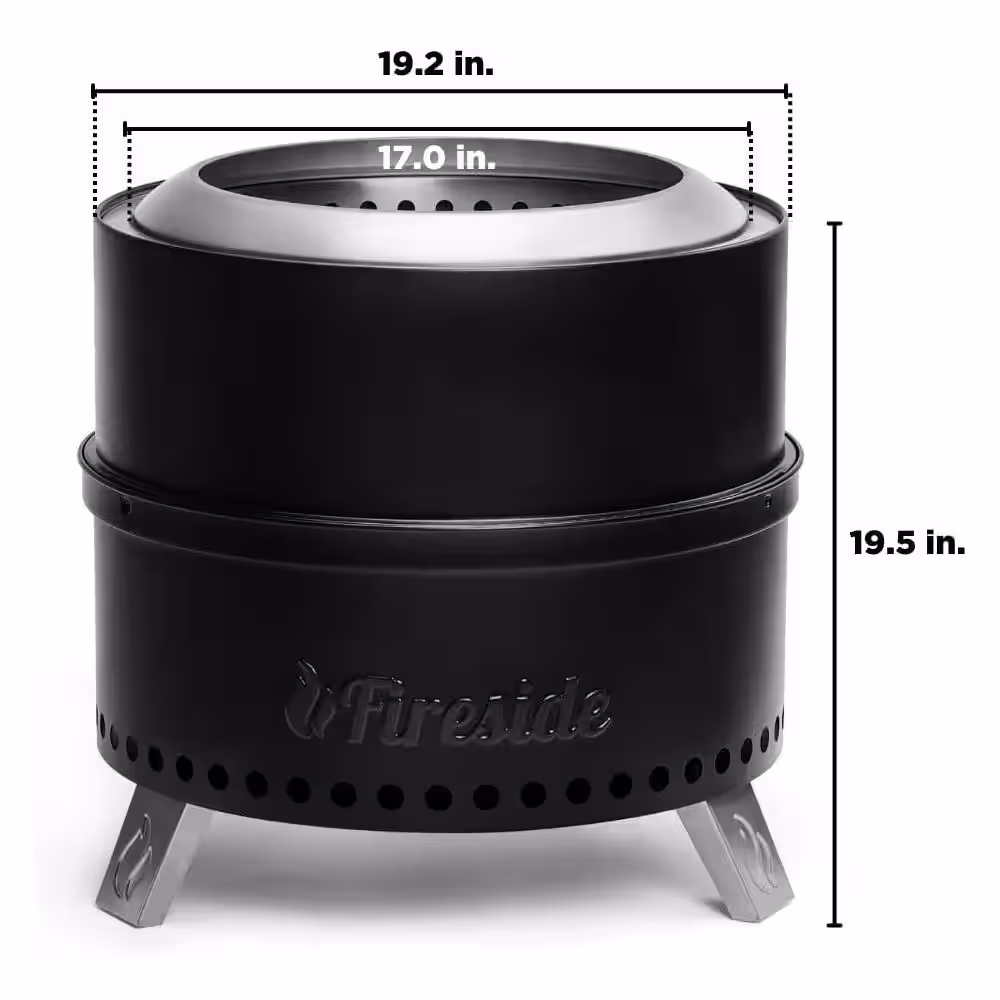 19 in. Smokeless Fire Pit for Outdoor Wood Burning Portable Stainless Steel Stove with Stand Nested Design