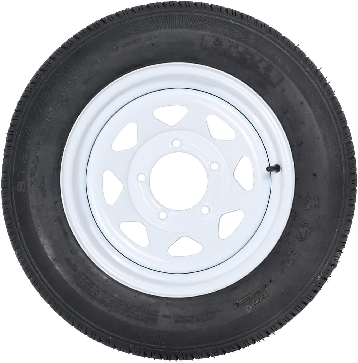 Wheel Assemblies 15 Trailer Tires ST205/75D15 with 5x4.5 Bolt White Rims 6PR Load Range C Set of