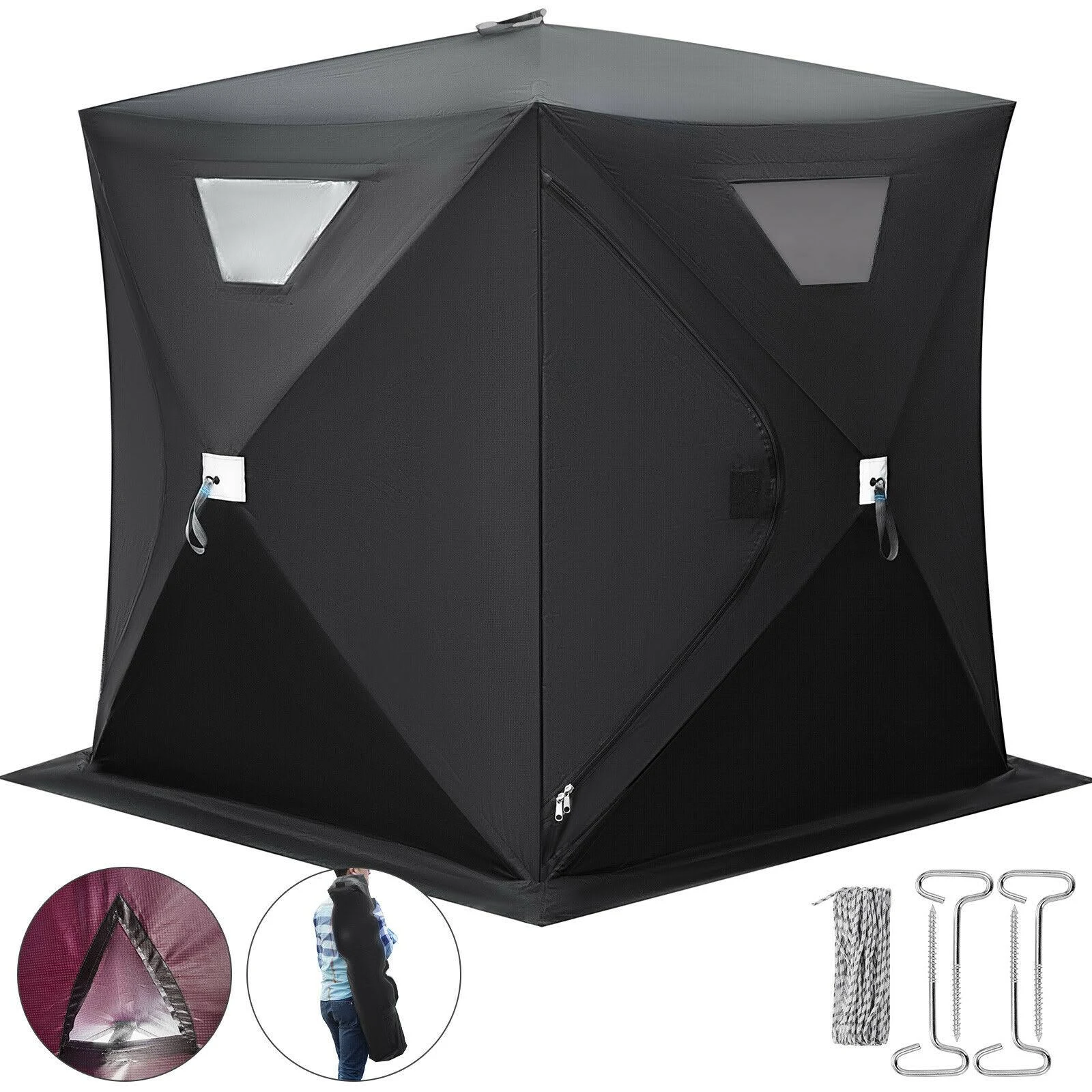 2 Person Ice Fishing Shelter Tent Portable Pop Up House Outdoor Fish Equipment