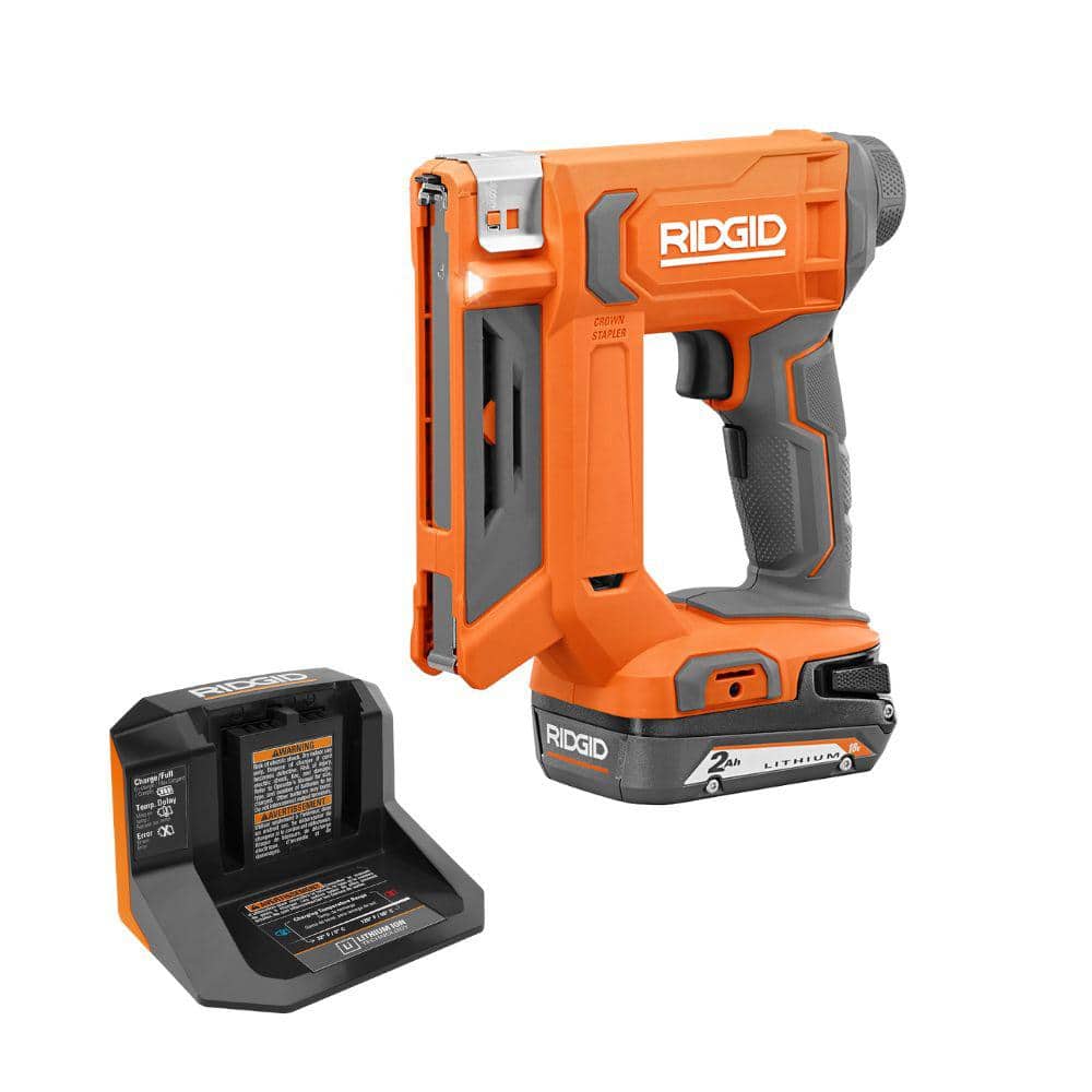 18V Cordless 3/8 in. Crown Stapler Kit with 2.0 Ah Battery and Charger