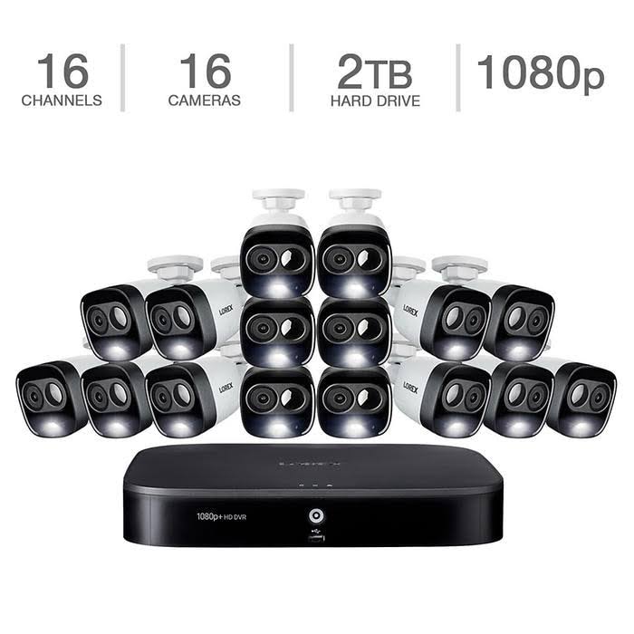 16 Channel 1080p 2TB DVR Security System with 16 1080p Active Deterrence Cameras