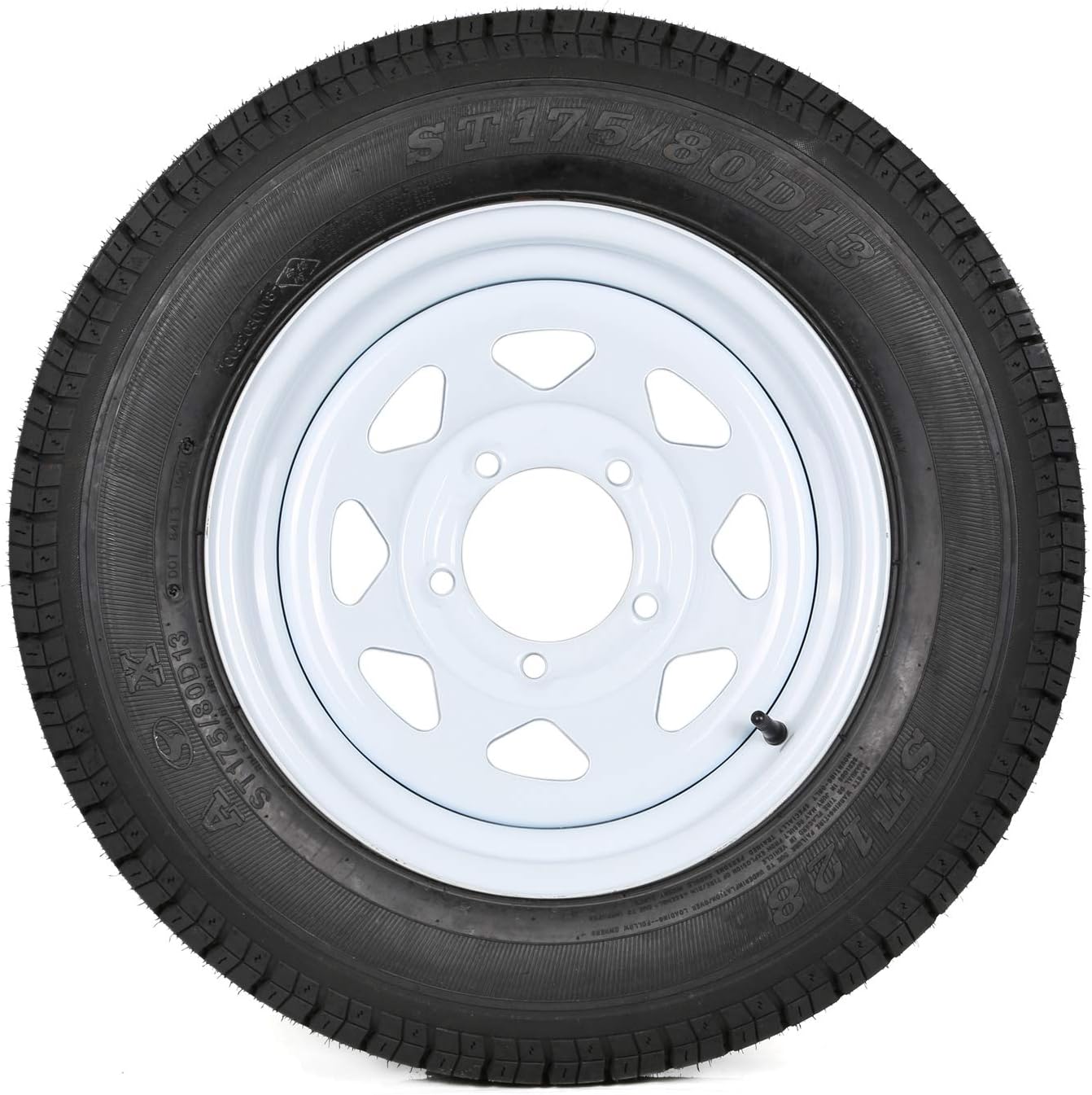 Wheel Assemblies ST175/80D13 175 80D13 Trailer Tires With 13 White Wheel 5 on 4 1/2 Load Range C 6PLY Set of