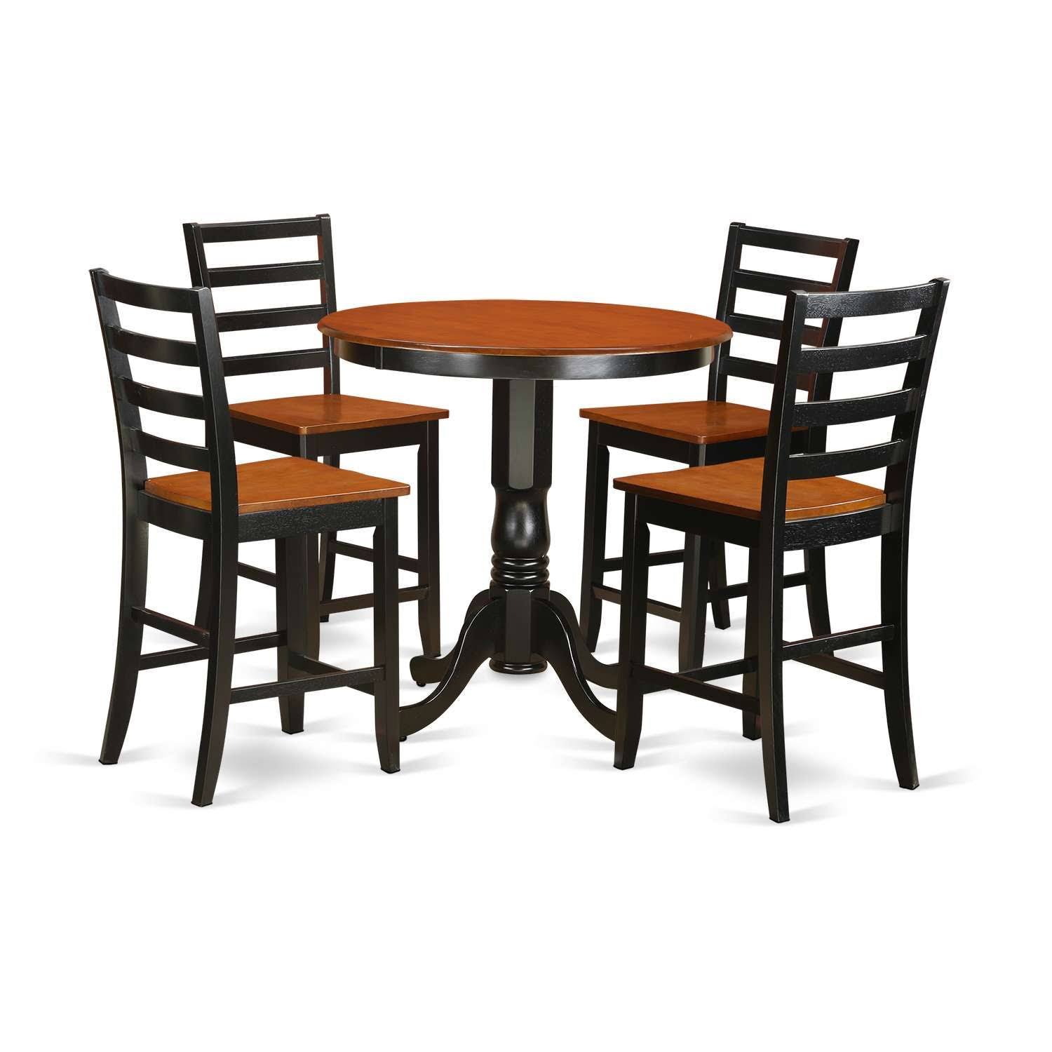West Furniture Jackson 5 Piece Counter Height Dining Table Set Pub Table and 4 Bar
