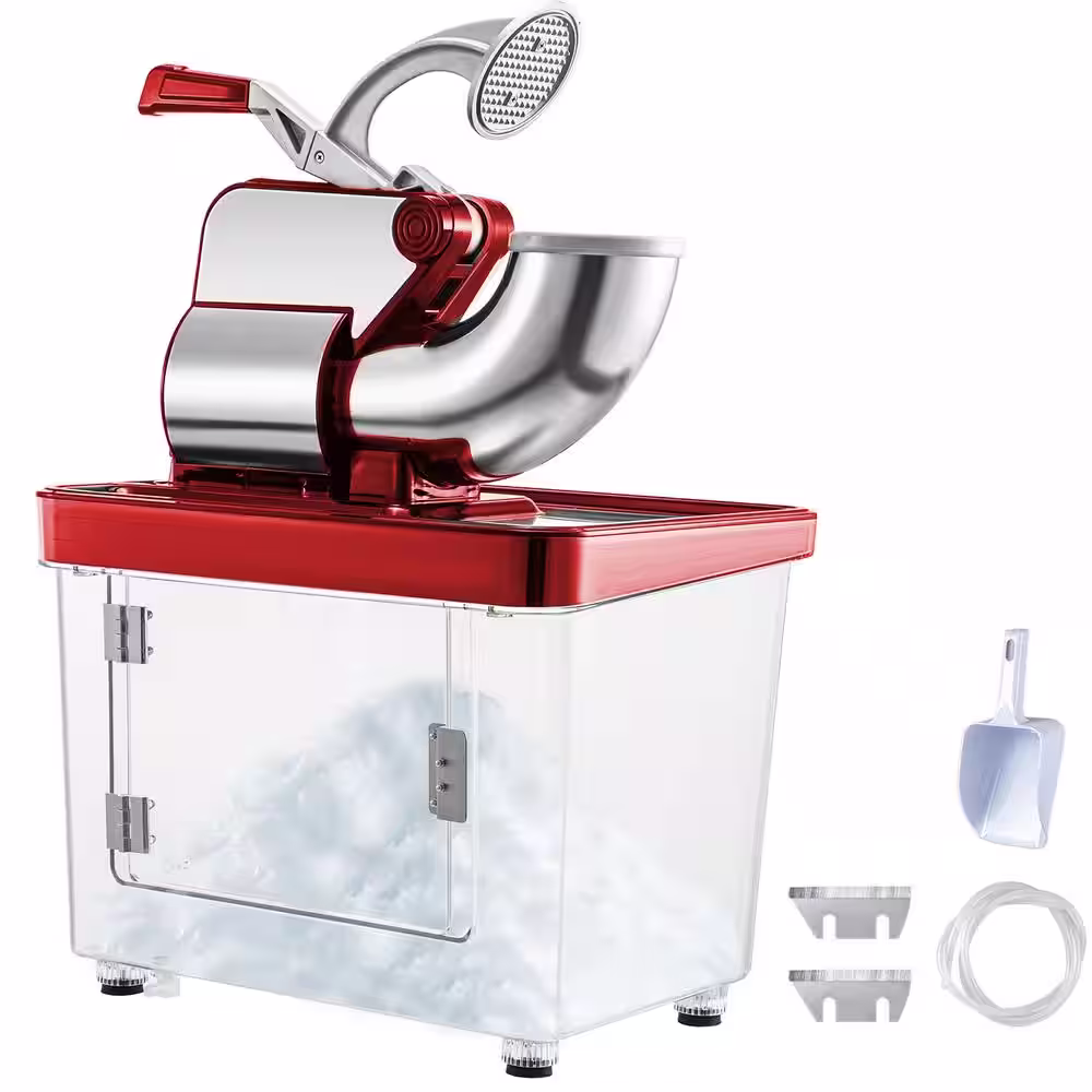 1150 oz. Commercial Ice Crusher 440 LBS/H 300W Red Snow Cone Machine Stainless Steel Shaved Ice Machine