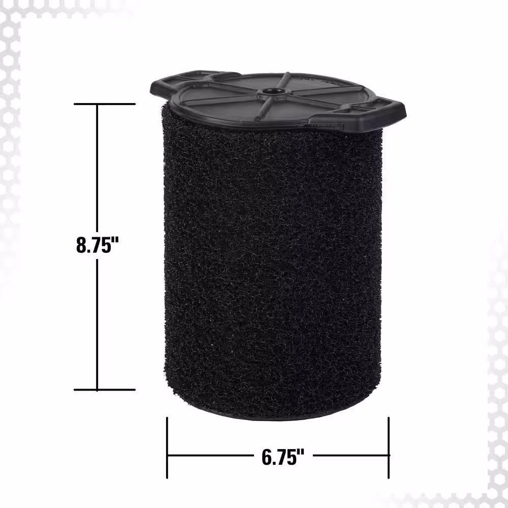 Wet Debris Application Foam Wet/Dry Vac Cartridge Filter for Most 5 Gallon and Larger RIDGID Shop Vacuums