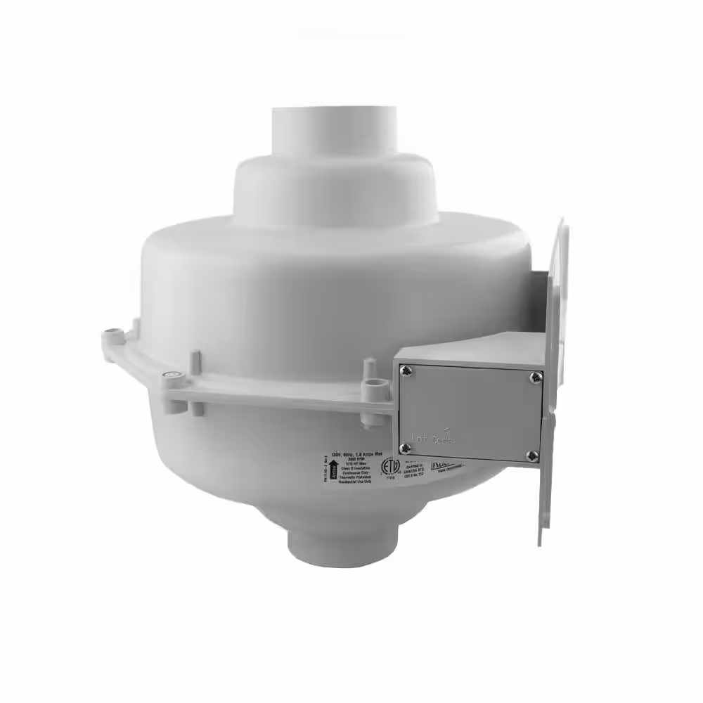 GP301C 3 in. Inlet and Outlet Inline Radon Fan in White with 2.3 in. Maximum Operating
