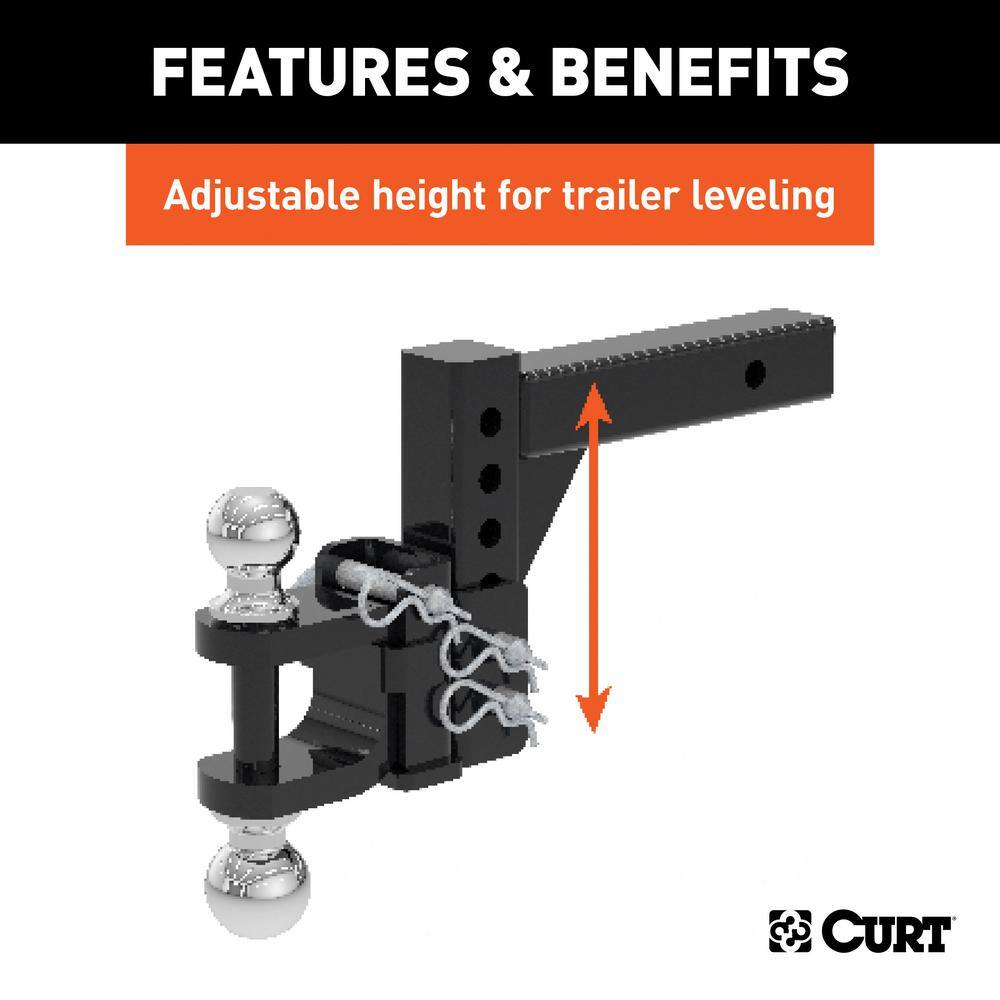 10 000 lbs. 6 1/2 in. Drop Multipurpose Adjustable Trailer Hitch Ball Mount with 2 in. 2 5/16 in. Balls (2 in.