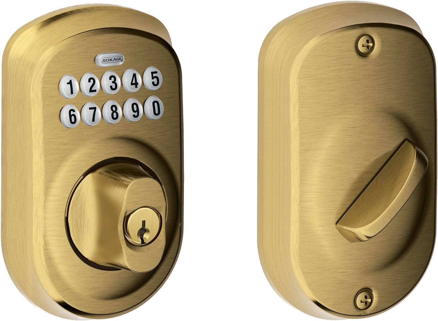 BE365 V CAM 716 Camelot Keypad Deadbolt Electronic Keyless Entry Lock Aged