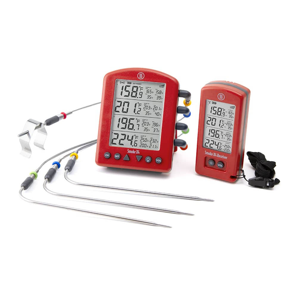Smoke X4 Long Range 4 Channel Wireless BBQ Alarm Thermometer Red 2024 Best