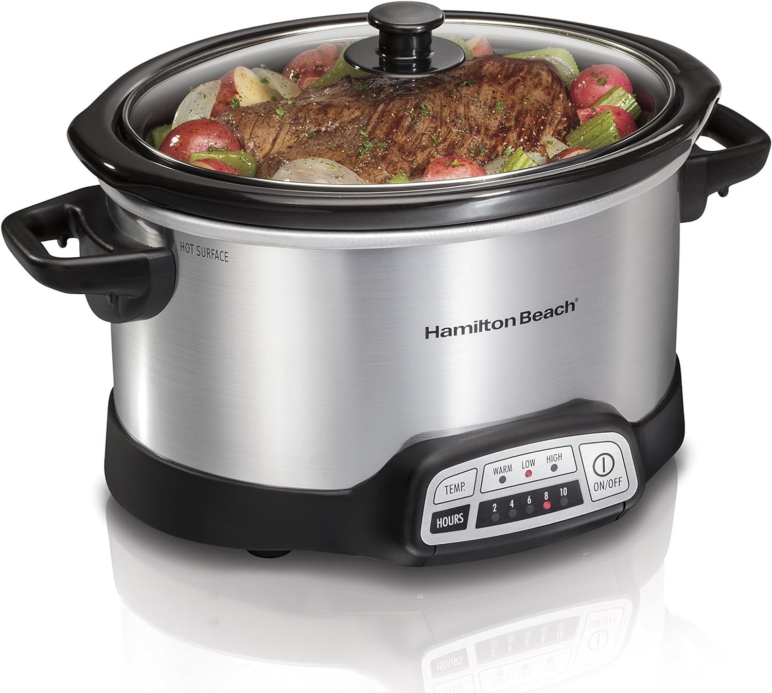 Beach 7 Quart Programmable Slow Cooker With Flexible Easy Programming Dishwasher Safe Crock Lid Silver