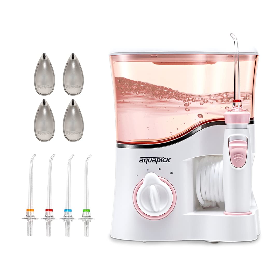 Water Flosser Teeth Cleaner Oral irrigator for Home 20oz (600ml) Large Water Tank with Set of 4 Jet Tips (AQ 350)