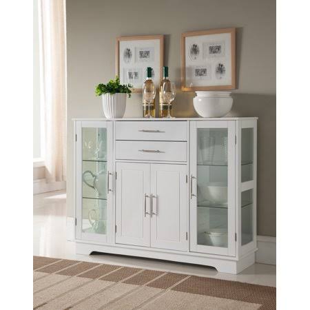 Wood Contemporary Kitchen Buffet Display China Cabinet with Storage Drawers u0026
