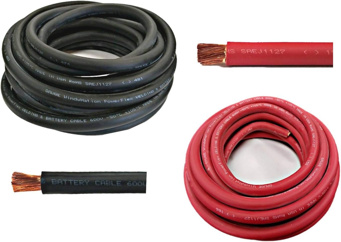 Gauge 4 AWG 10 Feet Black 10 Feet Red Welding Battery Pure Copper Flexible Cable Wire Car Inverter RV