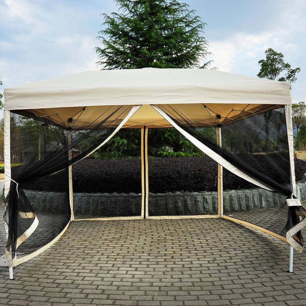 10 ft. x 10 ft. Easy Pop Up Canopy Shade Tent with Breathable Mesh Sidewalls and Included Transport Carrying Bag