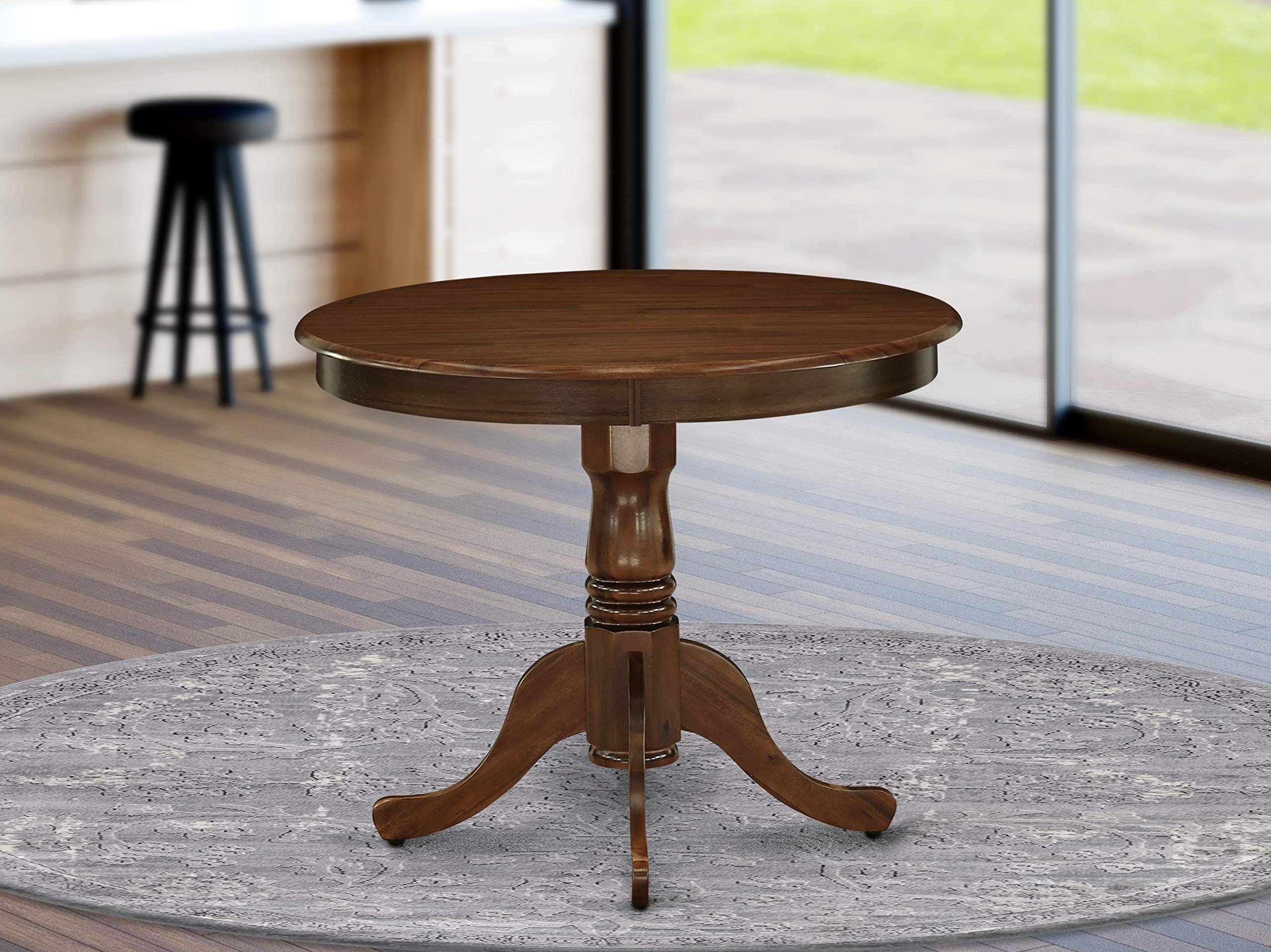 West Furniture Ant awa tp Antique Dining Table Made of Rubber Wood 36 inch Round Walnut
