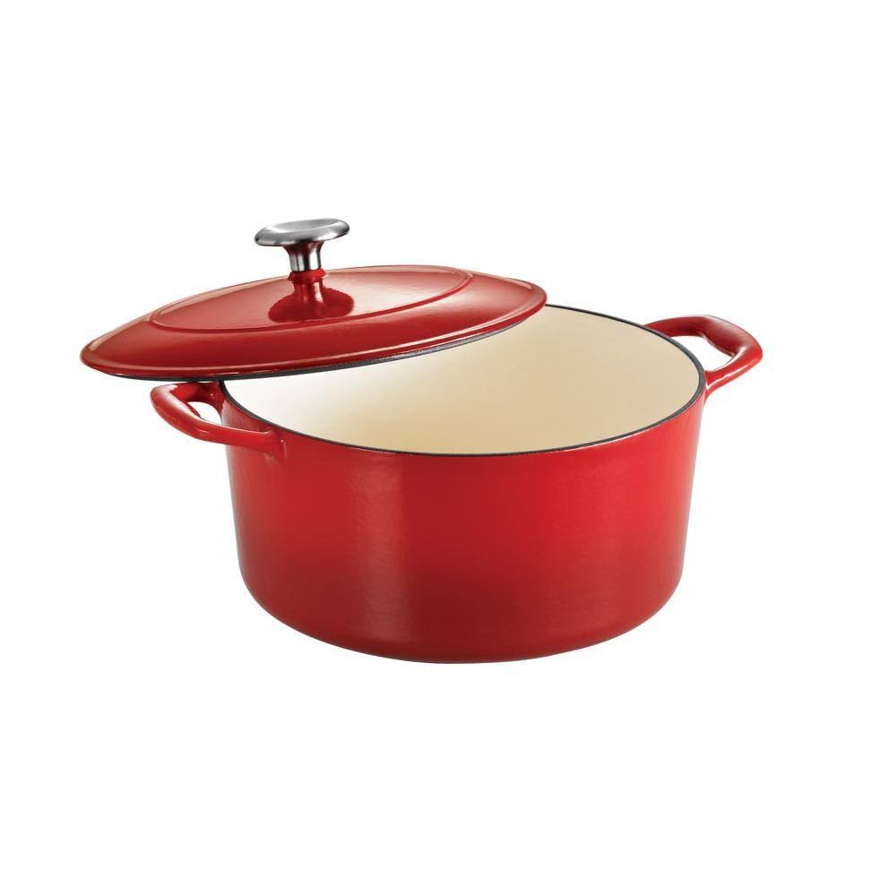 Gourmet 5.5 qt. Round Enameled Cast Iron Dutch Oven in Gradated Red with