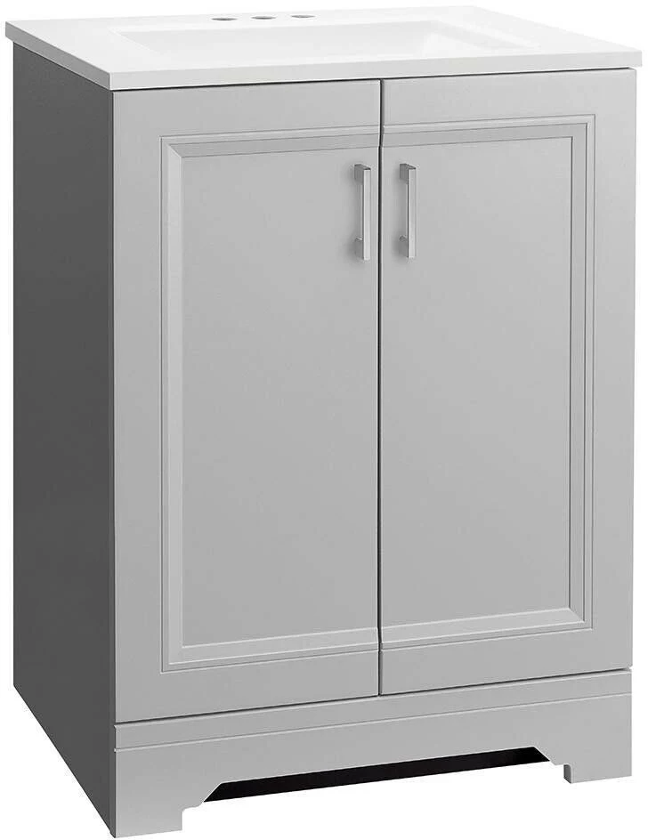 Bay Willowridge 24 1/2 in. W Bath Vanity in Dove Gray with Cultured Marble Vanity Top in White with White