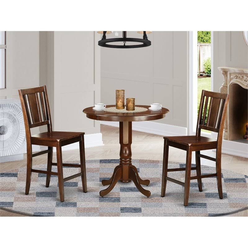 West Furniture Jabu3 mah w 3 PC Pub Table Set Dinette Table and 2 Counter Height Dining