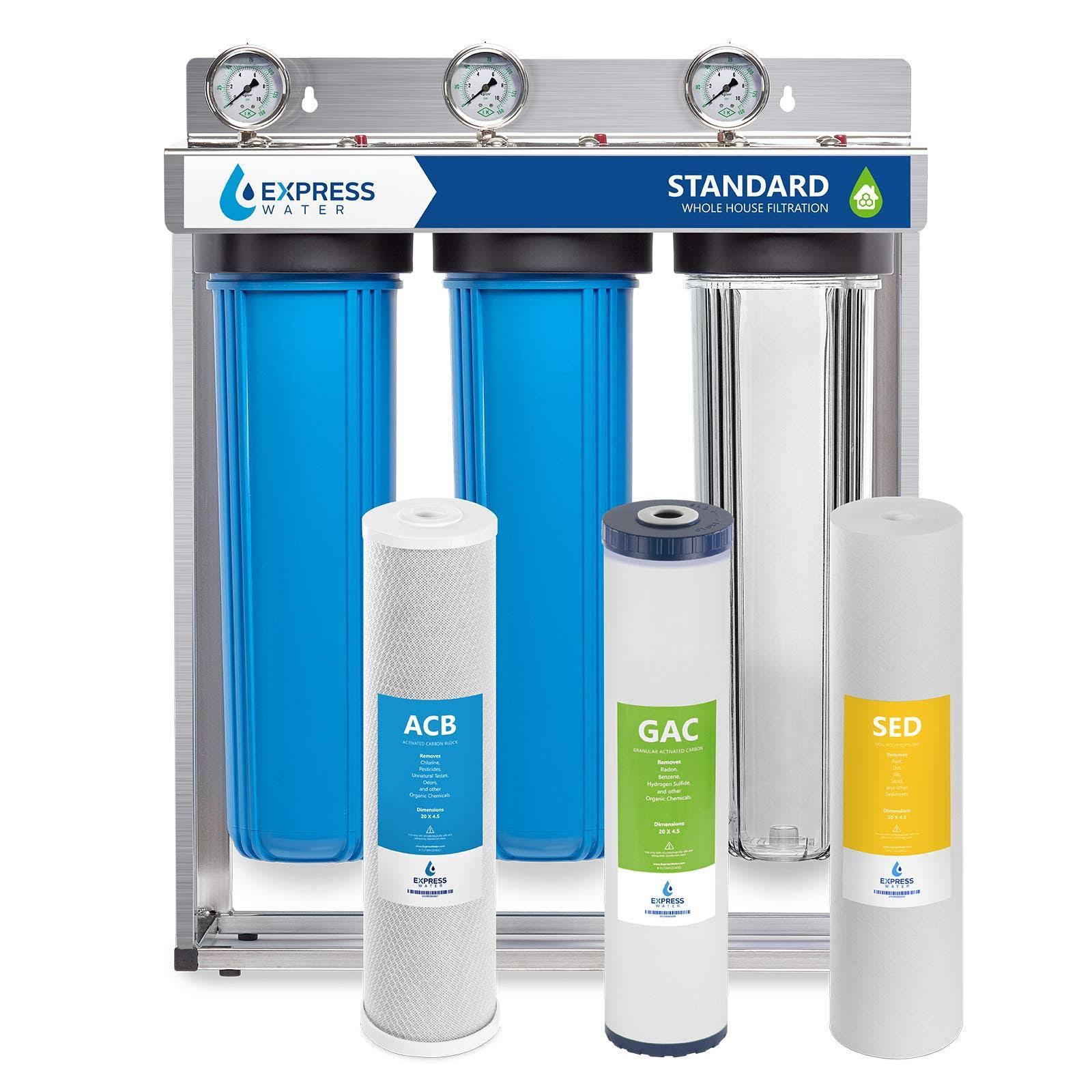 Water Whole House Water Filter 3 Stage Home Water Filtration System Sediment Charcoal Carbon Filters