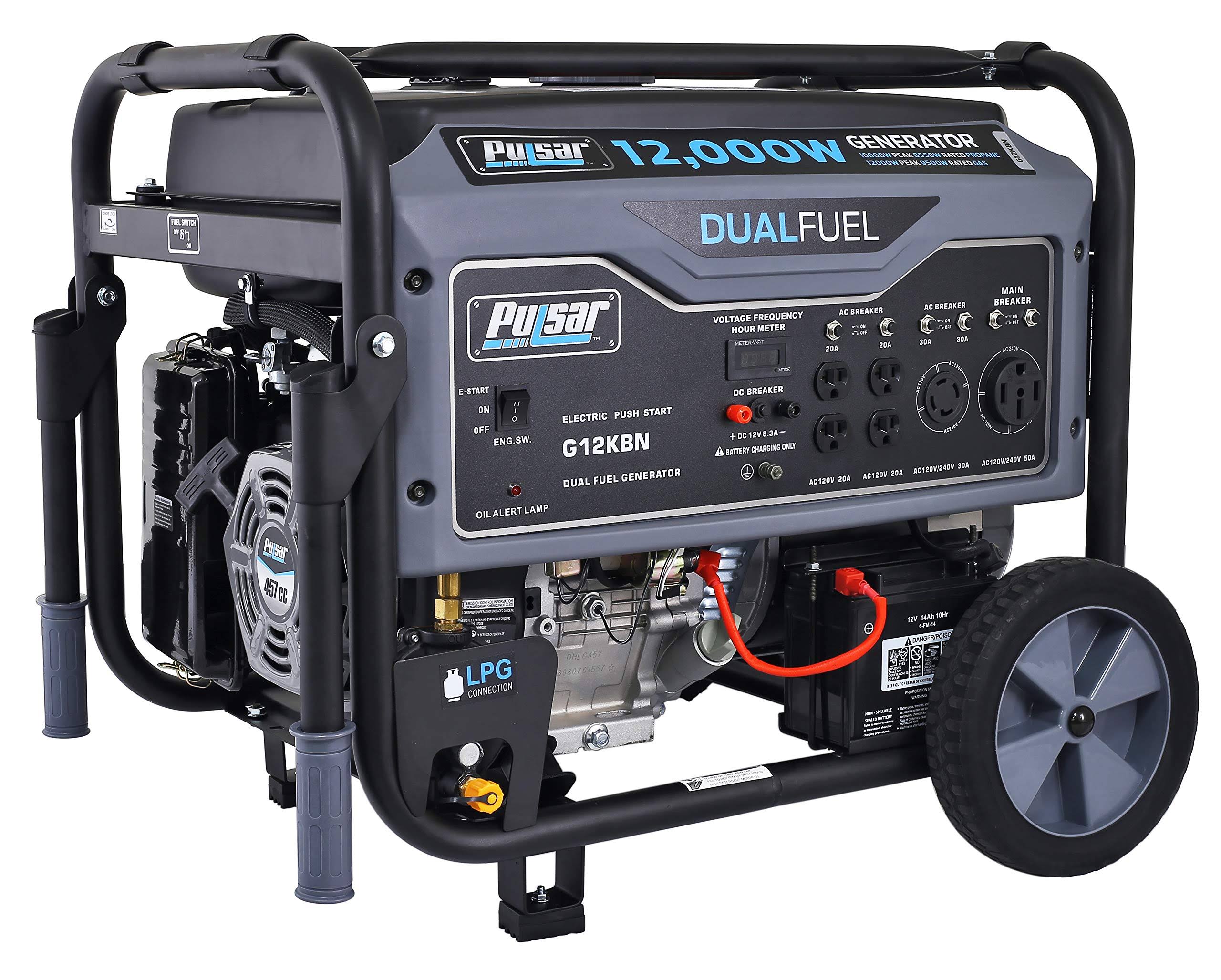 12 000W Dual Fuel Portable Generator in Space Gray with Electric Start