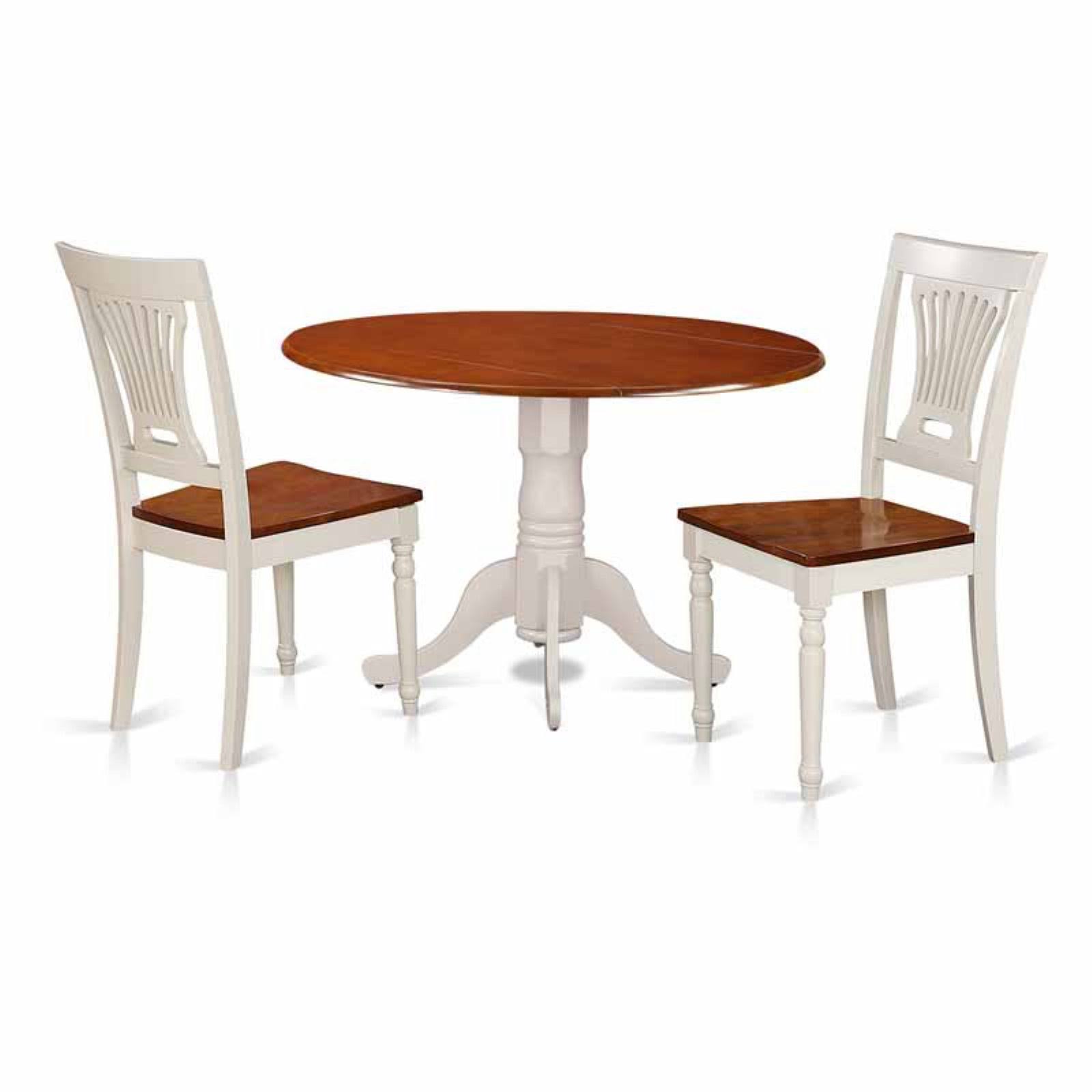 West Furniture DLPL3 BMK W 3 Piece Dining Table and 2 Kitchen Chairs Small