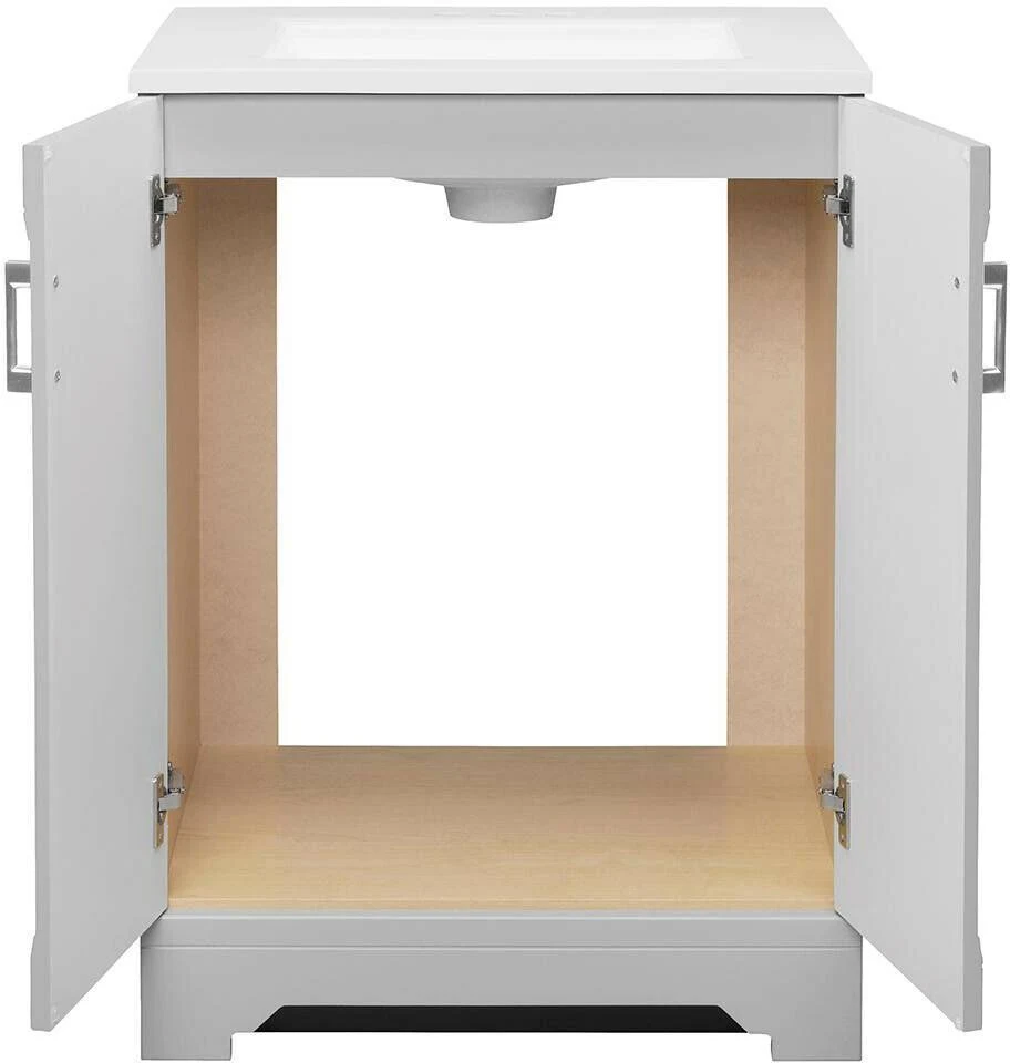 Bay Willowridge 24 1/2 in. W Bath Vanity in Dove Gray with Cultured Marble Vanity Top in White with White