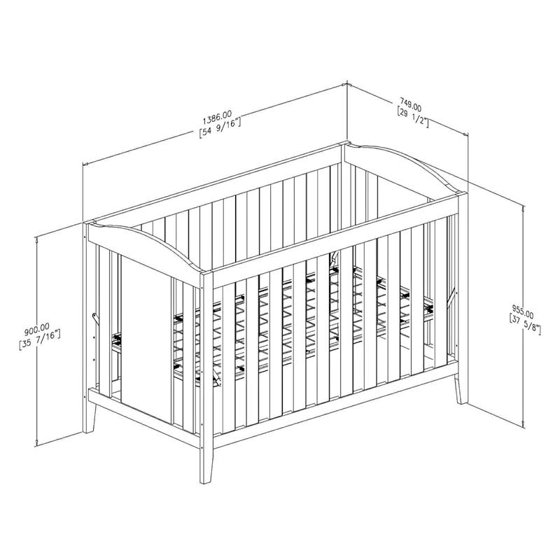 Shore Angel Pure White 3 in 1 Crib Chest and 2 Drawer Changing Table Set