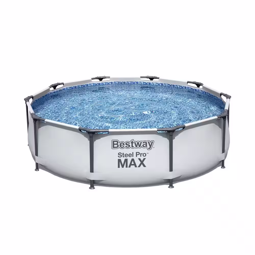 10 ft. Round 30 in. D Steel Pro Hard Side Frame Above Ground Family Swimming Pool