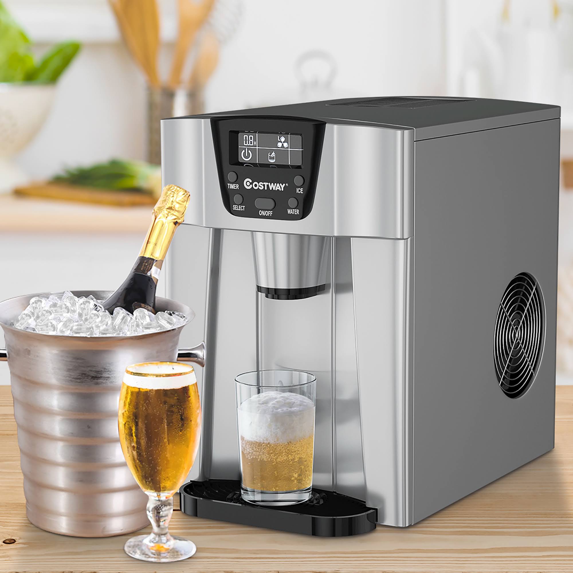 2 in 1 Ice Maker Water Dispenser Countertop 36lbs/24H LCD Display Portable New