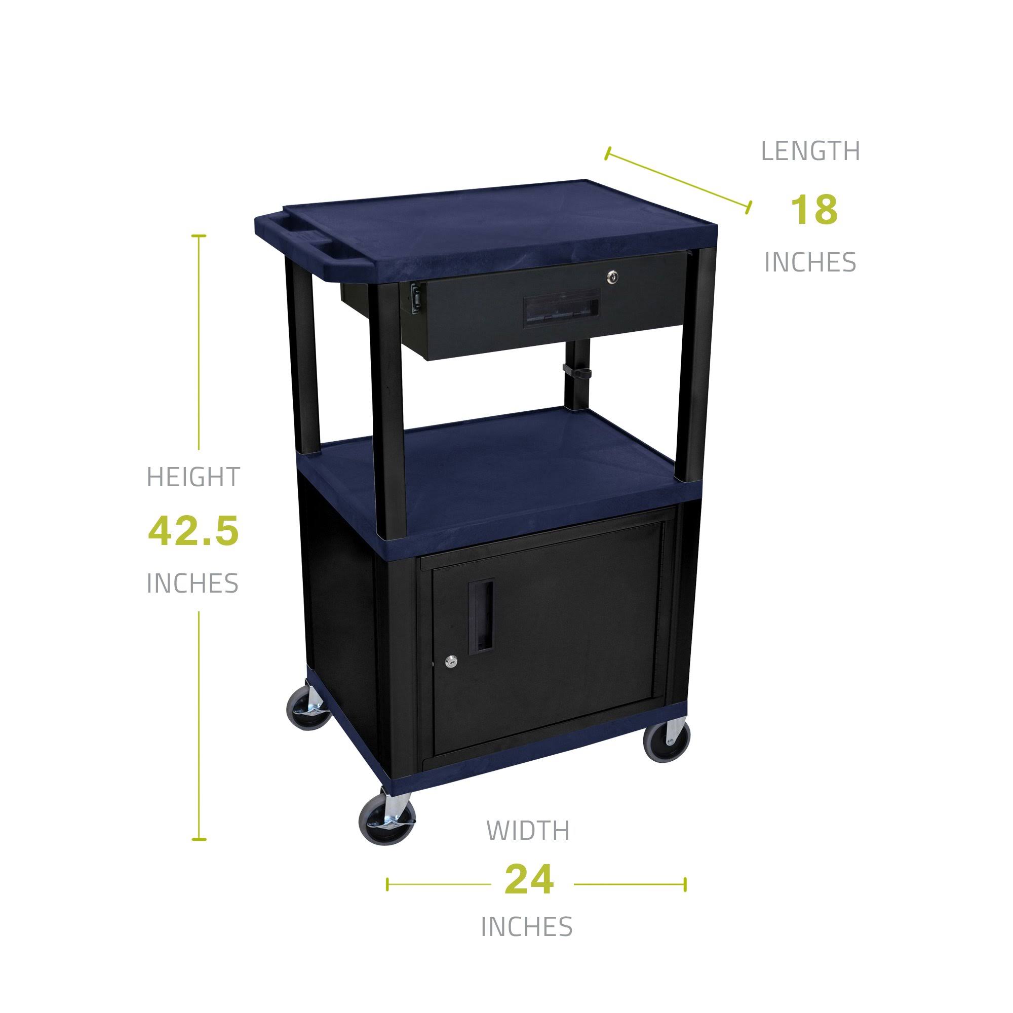 WT42ZC2E B/WTD 42x22 Tuffy Cart with Cabinet 3 Shelves Black Legs with Drawer Electric