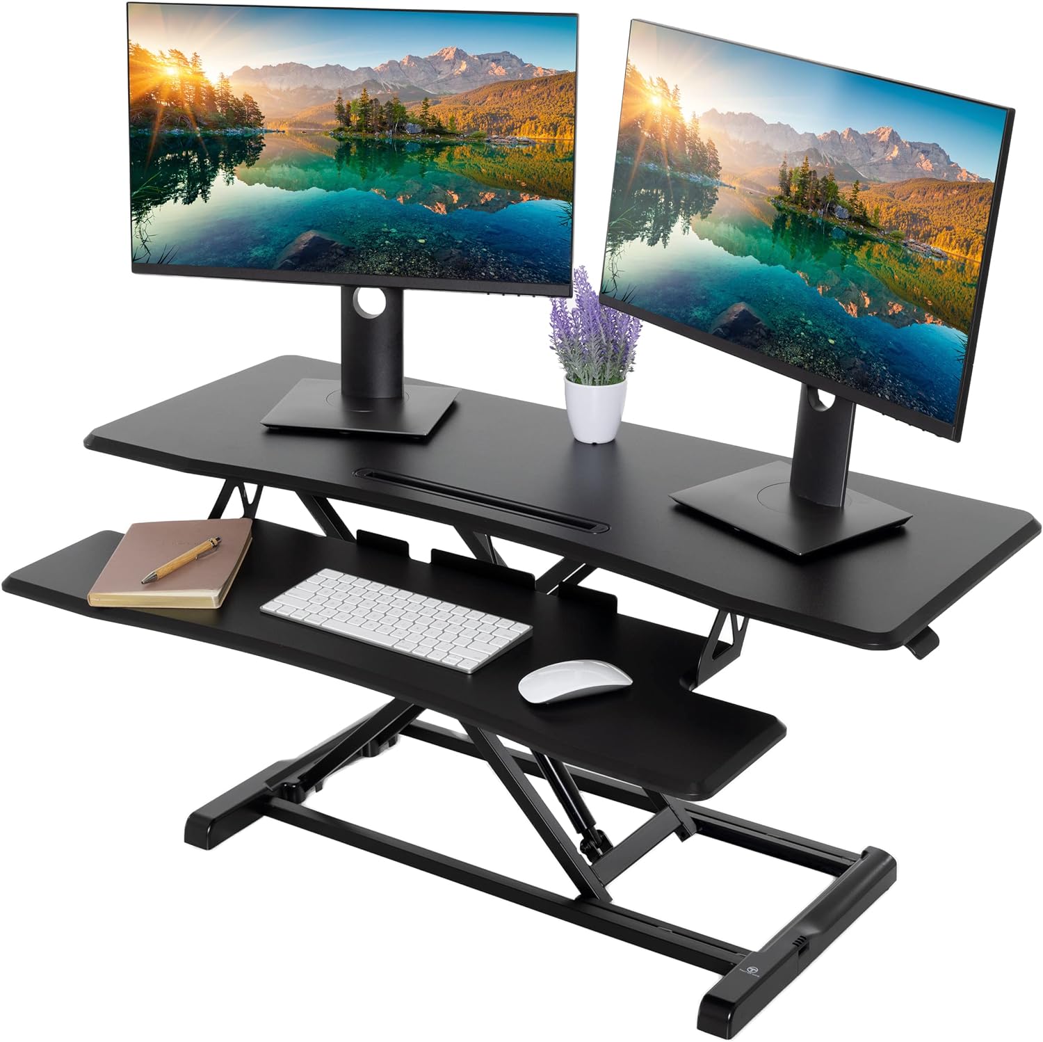 Workstations Standing Desk Converter 37 Inch MDF Wood Adjustable Sit to Stand Up Desk Riser
