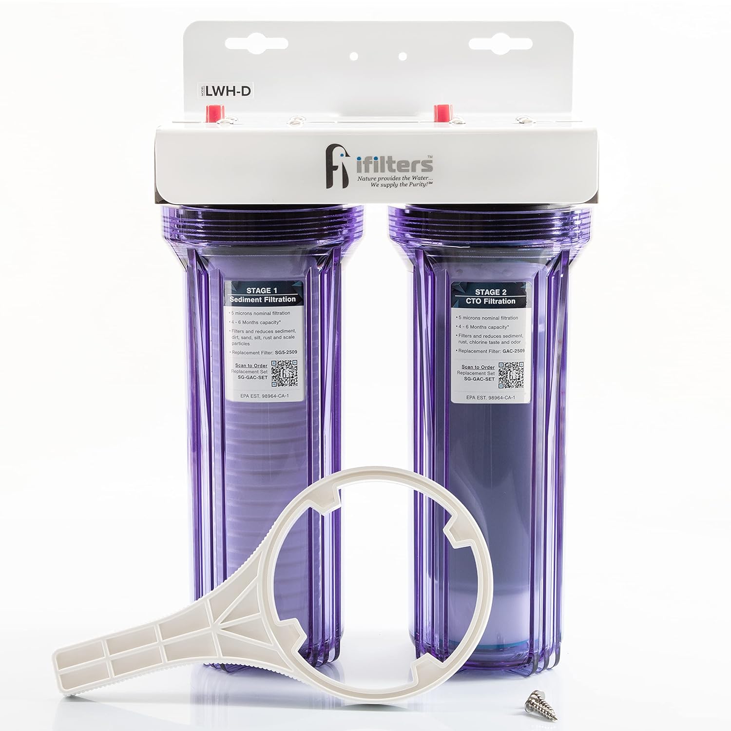 Whole House Water Filter 2 Stage Removes Sediment CTO and More Minimal Pressure Drop City and Well