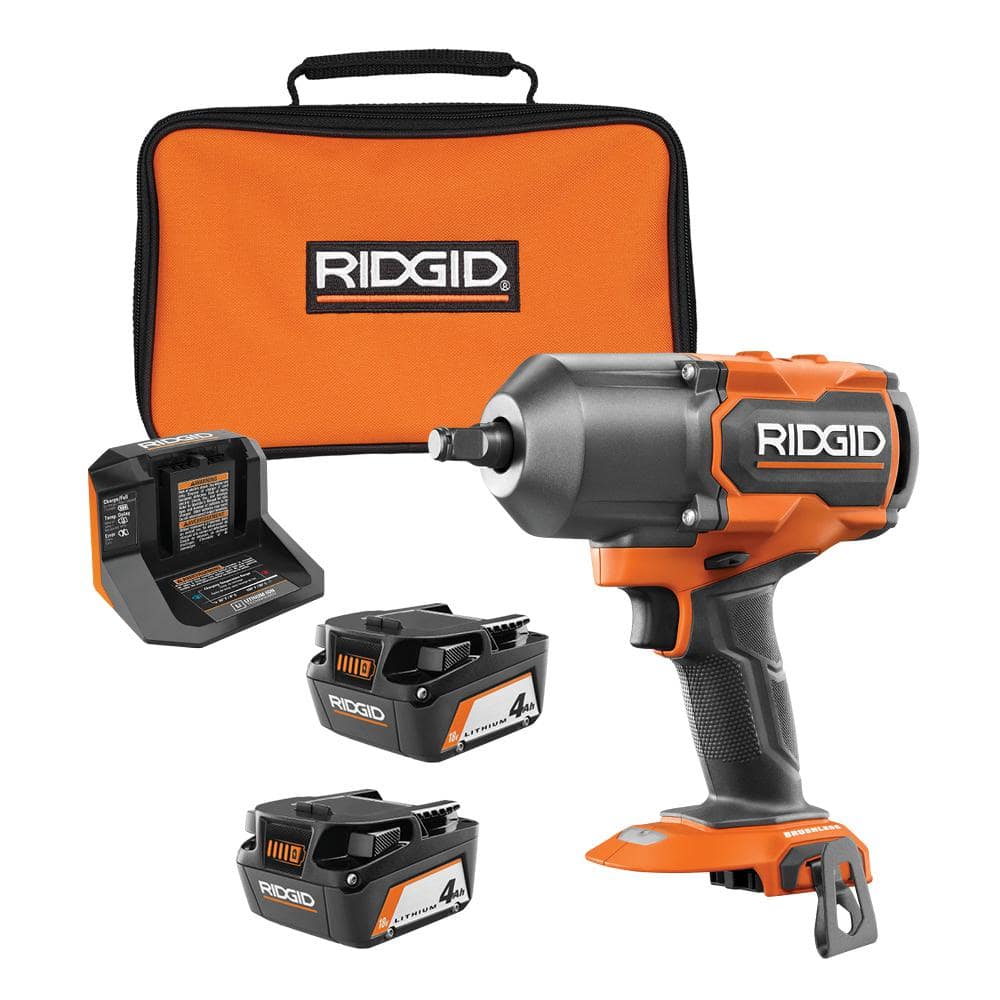 18V Brushless Cordless 4 Mode 1/2 in. High Torque Impact Wrench with (2) 4.0 Ah Batteries Charger and Bag