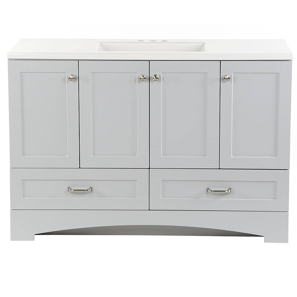 Bay Lancaster 49 in. W x 19 in. D Bath Vanity in Pearl Gray with Cultured Marble Vanity Top in White with White
