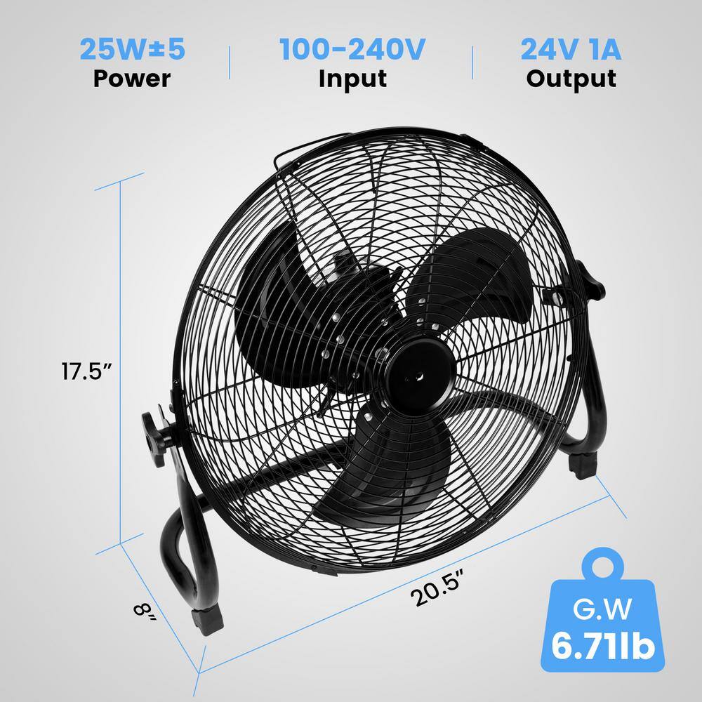 16 in. High Velocity Industrial Heavy Duty Metal Floor Fan with 360 Degree Tilt for Outdoor/Indoor