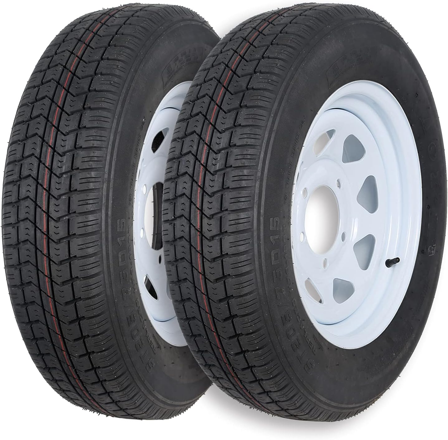Wheel Assemblies 15 Trailer Tires ST205/75D15 with 5x4.5 Bolt White Rims 6PR Load Range C Set of