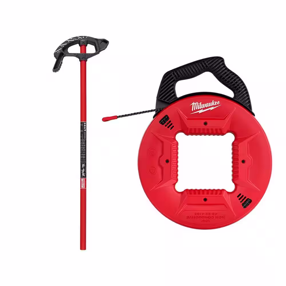 1 in. Iron Conduit Bender and Handle with 100 ft. Polyester Fish Tape with Non Conductive