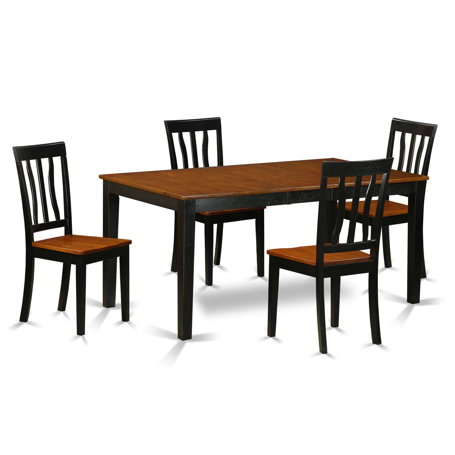 West Furniture Nicoli 5 Piece Kitchen Table Set Dining Table and 4 Wood Seat Kitchen