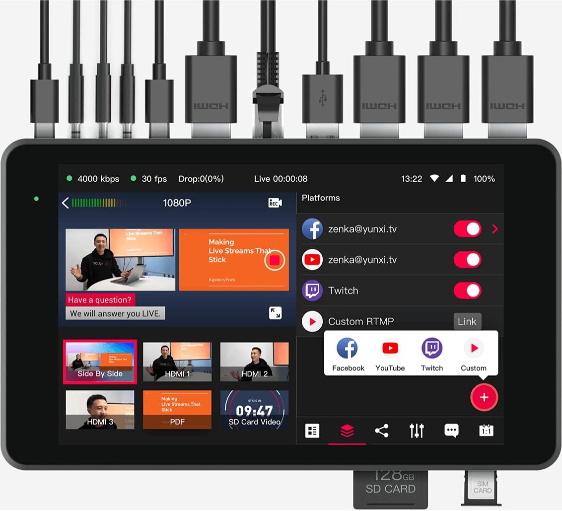 YoloBox Pro All in one Portable Multi Cam Live Streaming Studio Encoder Recorder