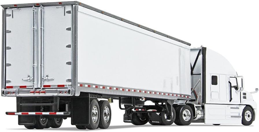Gear 1/64 Scale Diecast Collectible White/White Mack Anthem Sleeper Cab Tractor with 53' Trailer