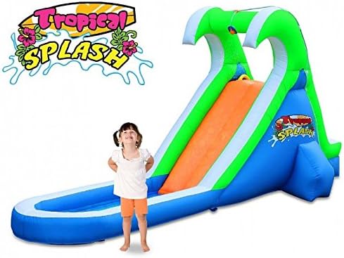 Zone Tropical Splash Inflatable Water Slide with Blower Compact Sets up in Seconds Spray Splash