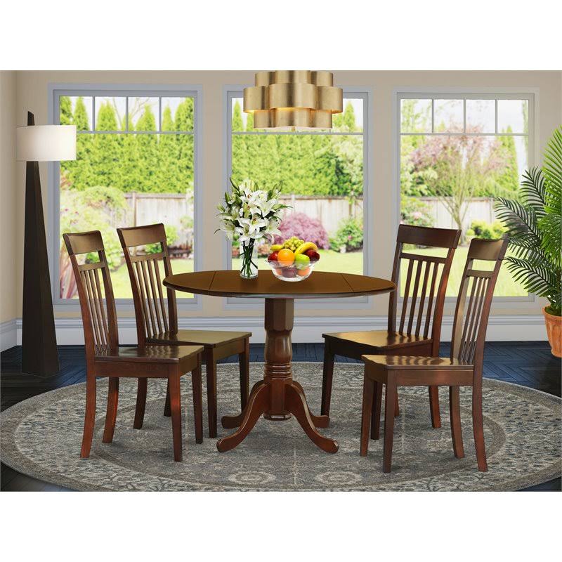West Furniture Dublin 5 Piece Kitchen NOOK Dining Set Drop Leaf Table and 4 Slatted Back Dining