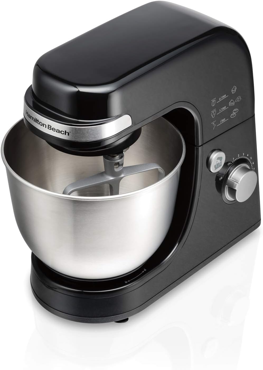 Beach Electric Stand Mixer 4 Quarts Dough Hook Flat Beater Attachments Splash Guard 7 Speeds with Whisk