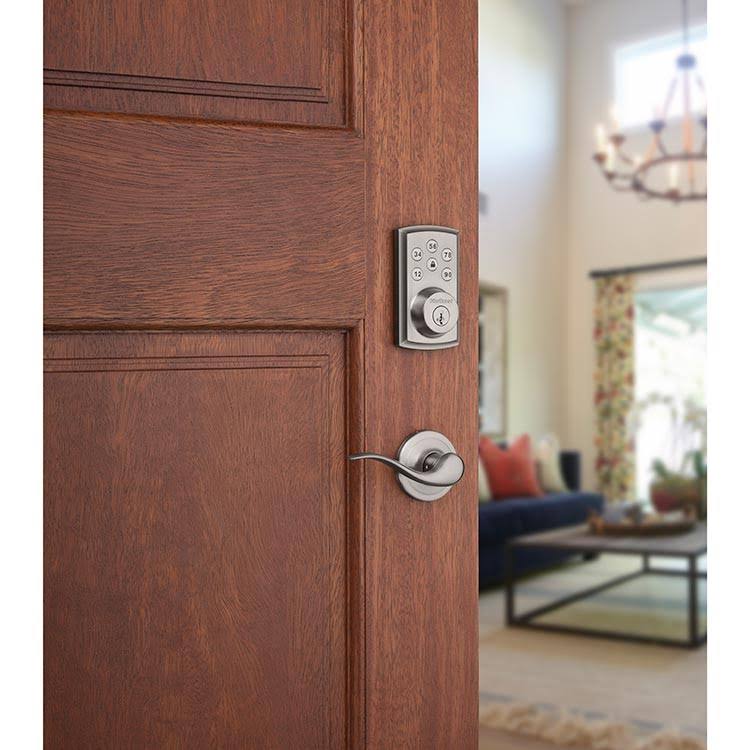 SmartCode 888 Smart Lock Touchpad Electronic Deadbolt with Z Wave Satin