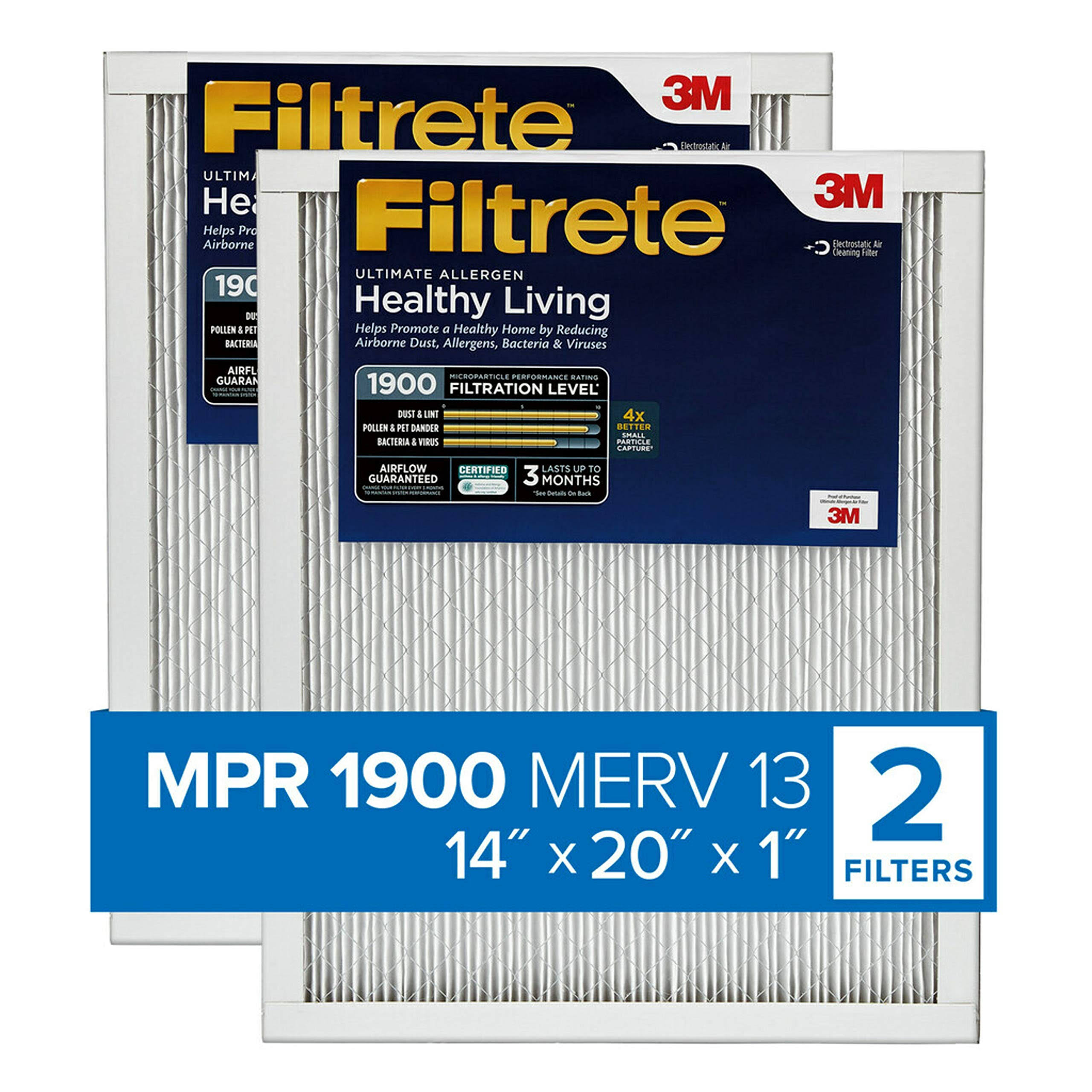 14x20x1 AC Furnace Air Filter MPR 1900 Healthy Living Ultimate Allergen