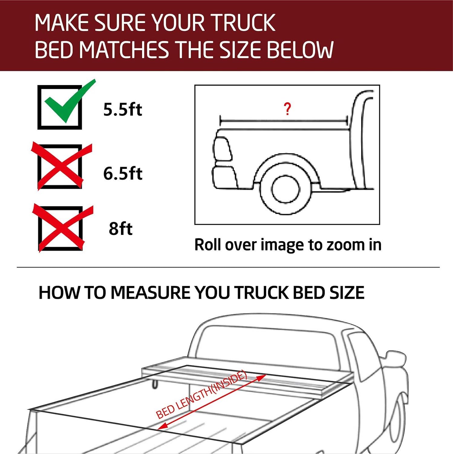 Bed Tailgate Accessories Professional FRP Hard Tri Fold Truck Bed Tonneau Cover for 2007 2021 Tundra 5.5ft (66.7in)
