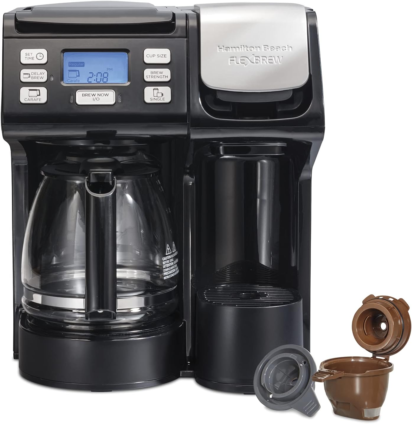 Beach 49976 FlexBrew Trio 2 Way Single Serve Coffee Maker Full 12c Pot Compatible with K Cup Pods or Grounds Combo