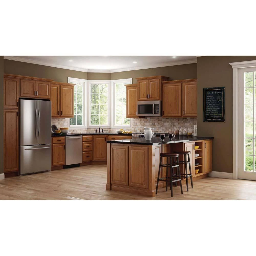 Bay Hampton Assembled 24x42x12 in. Diagonal Corner Wall Kitchen Cabinet in Medium