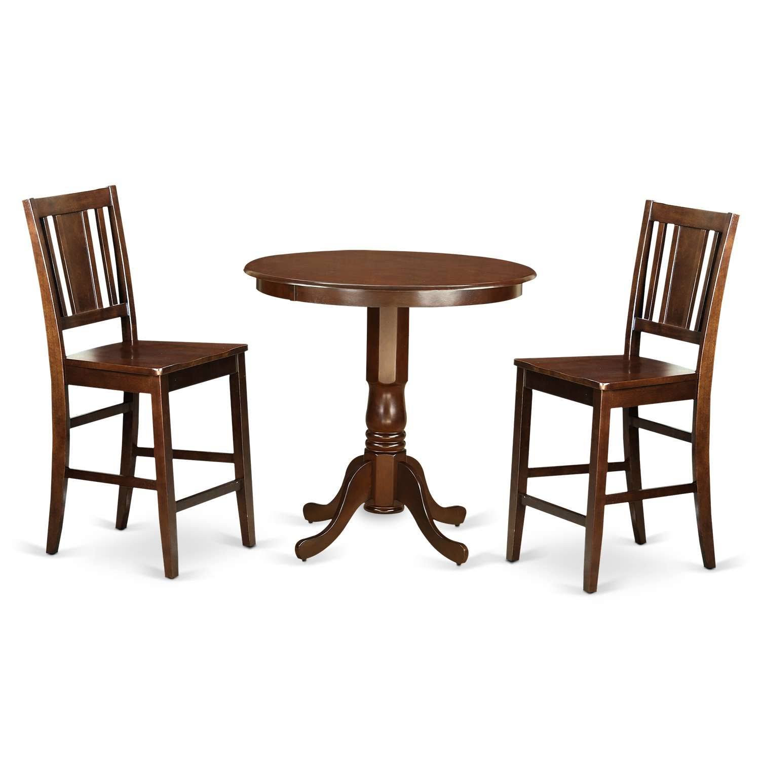 West Furniture Jabu3 mah w 3 PC Pub Table Set Dinette Table and 2 Counter Height Dining