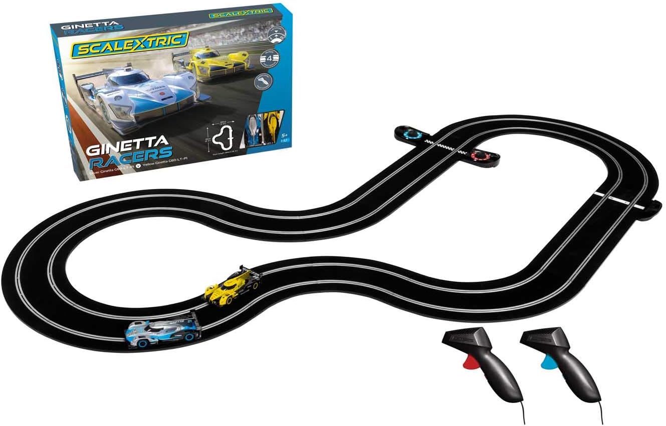 Ginetta Racers 1:32 Analog Slot Car Race Track Set C1412T Yellow Silver